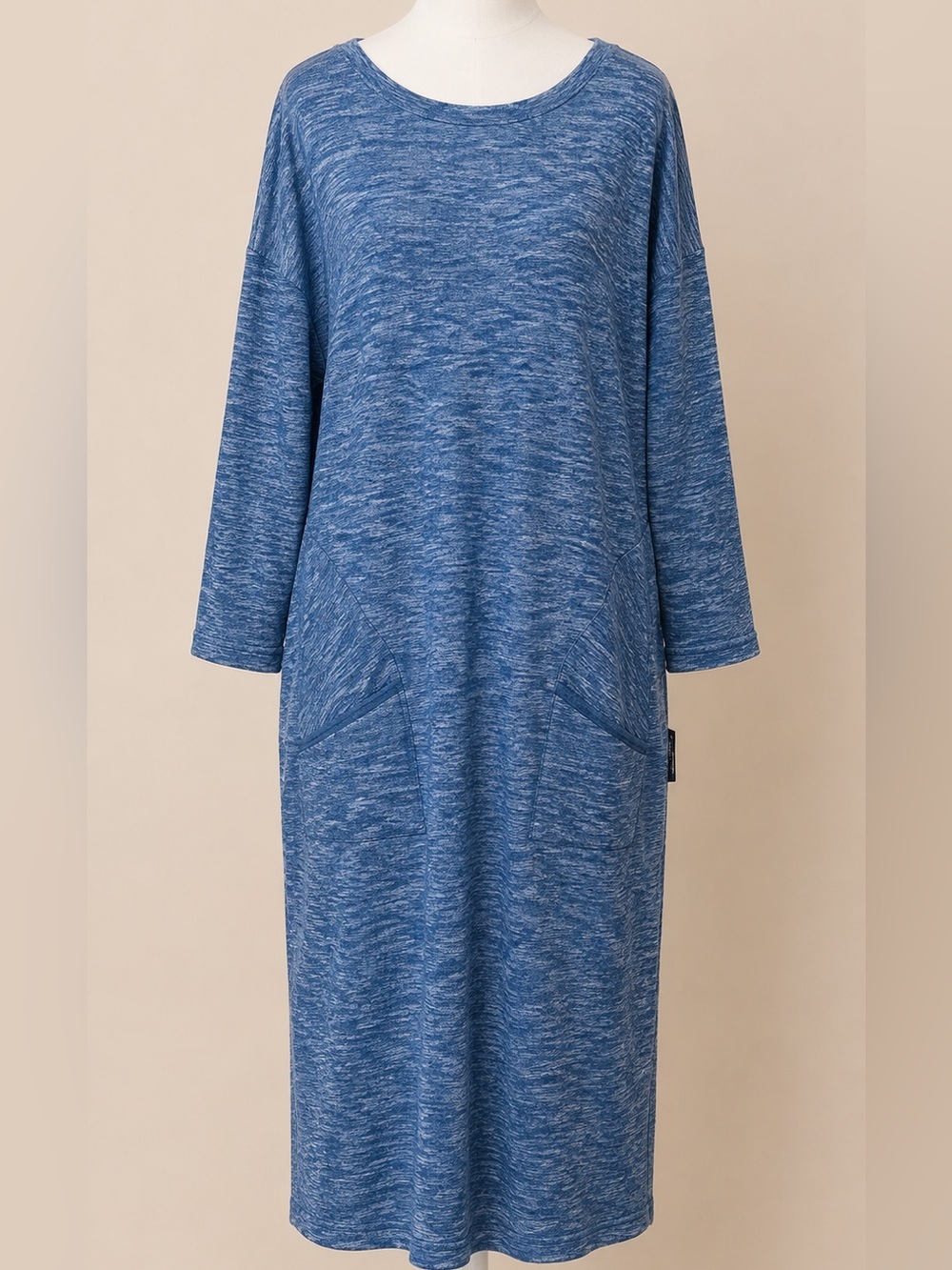 T by Talbots Blue Green Heathered Metallic Knit Shift Dress • XL • Pockets • NWT